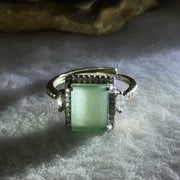 Type A Icy Blueish Green Jadeite with Crystals in S925 Sliver Ring (Adjustable Size) 2.95g 10.1 by 7.6 by 2.0mm - Huangs Jadeite and Jewelry Pte Ltd