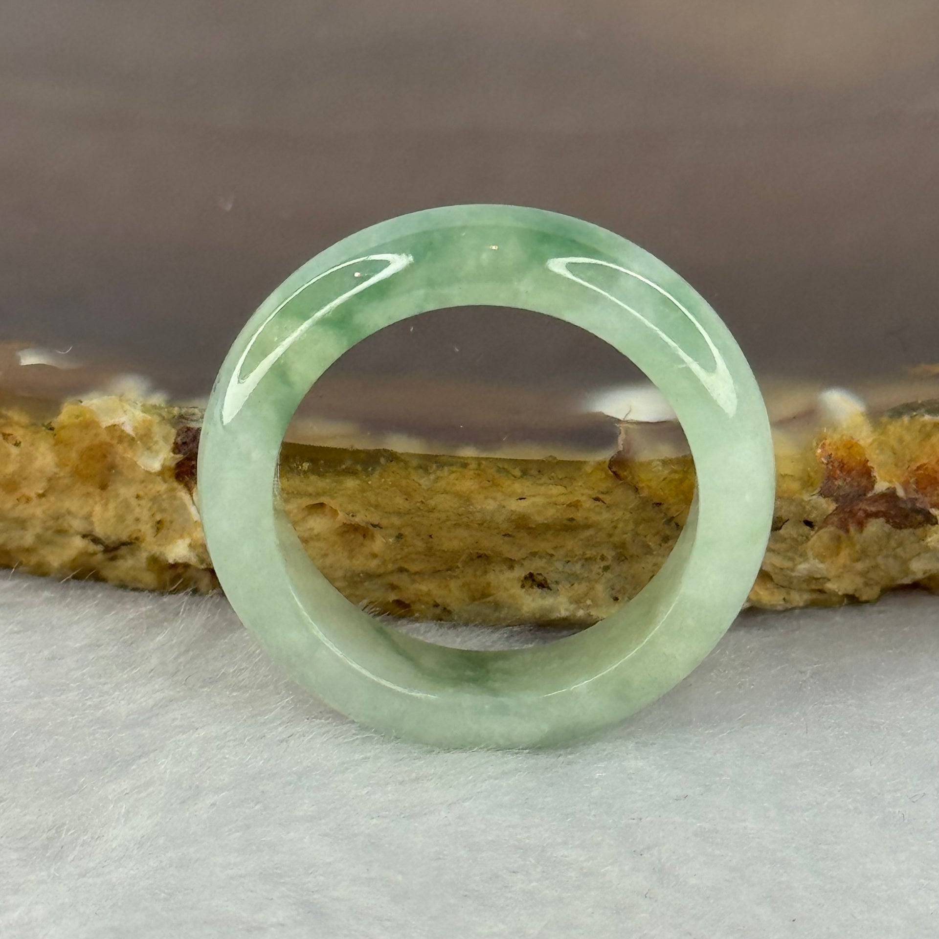 Type A Green Jadeite with Blueish Green Patches Ring 4.04g 5.8 by 3.5mm US7.5 HK16 - Huangs Jadeite and Jewelry Pte Ltd