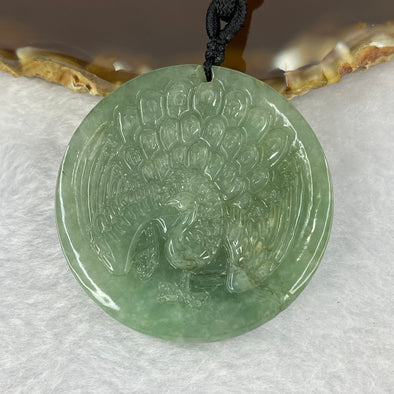 Certified Type A Blueish Green with Lavender Piao Hua Jadeite Phoenix Pendent 21.74g 41.6 by 5.8mm - Huangs Jadeite and Jewelry Pte Ltd