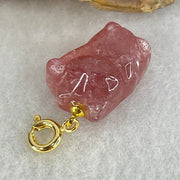Natural Strawberry Quartz Fortune Cat Charm 3.52g 17.2 by 12.4 by 9.3mm - Huangs Jadeite and Jewelry Pte Ltd