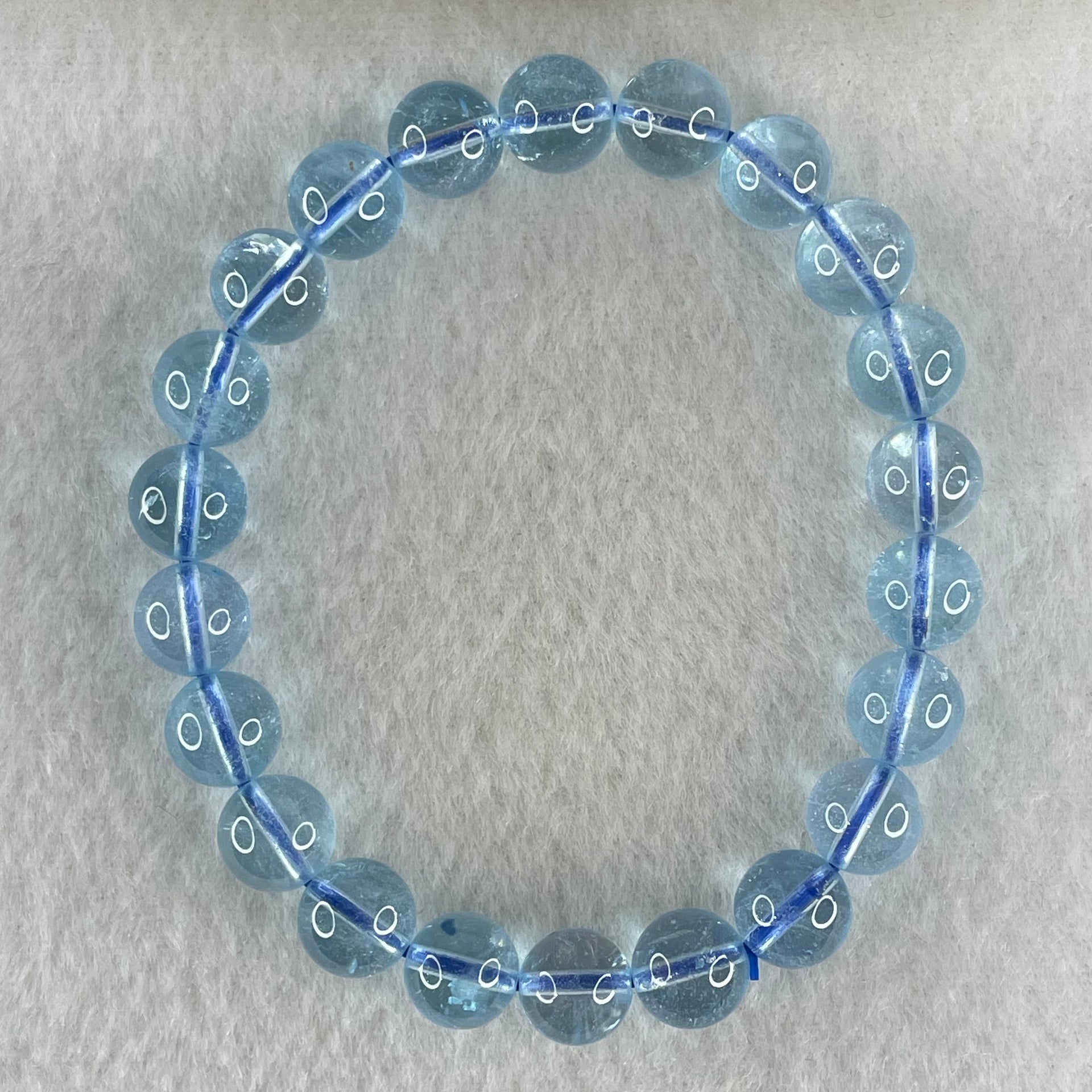 Above Average Natural Blue Topaz Beads Bracelet 26.33g 15.5cm 8.7mm 22 Beads - Huangs Jadeite and Jewelry Pte Ltd