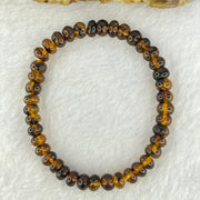 Natural Dark Brownish Yellow Medicine Amber Beads Bracelet 天然抚顺药珀手链 4.37g 15.5cm 6.9mm 41 Beads - Huangs Jadeite and Jewelry Pte Ltd