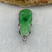 Certified Type A Semi Icy Spicy Green Jadeite Guan Yin Pendant Setting 18k White Gold 2.68g 37.0 by 12.3 by 5.3mm - Huangs Jadeite and Jewelry Pte Ltd