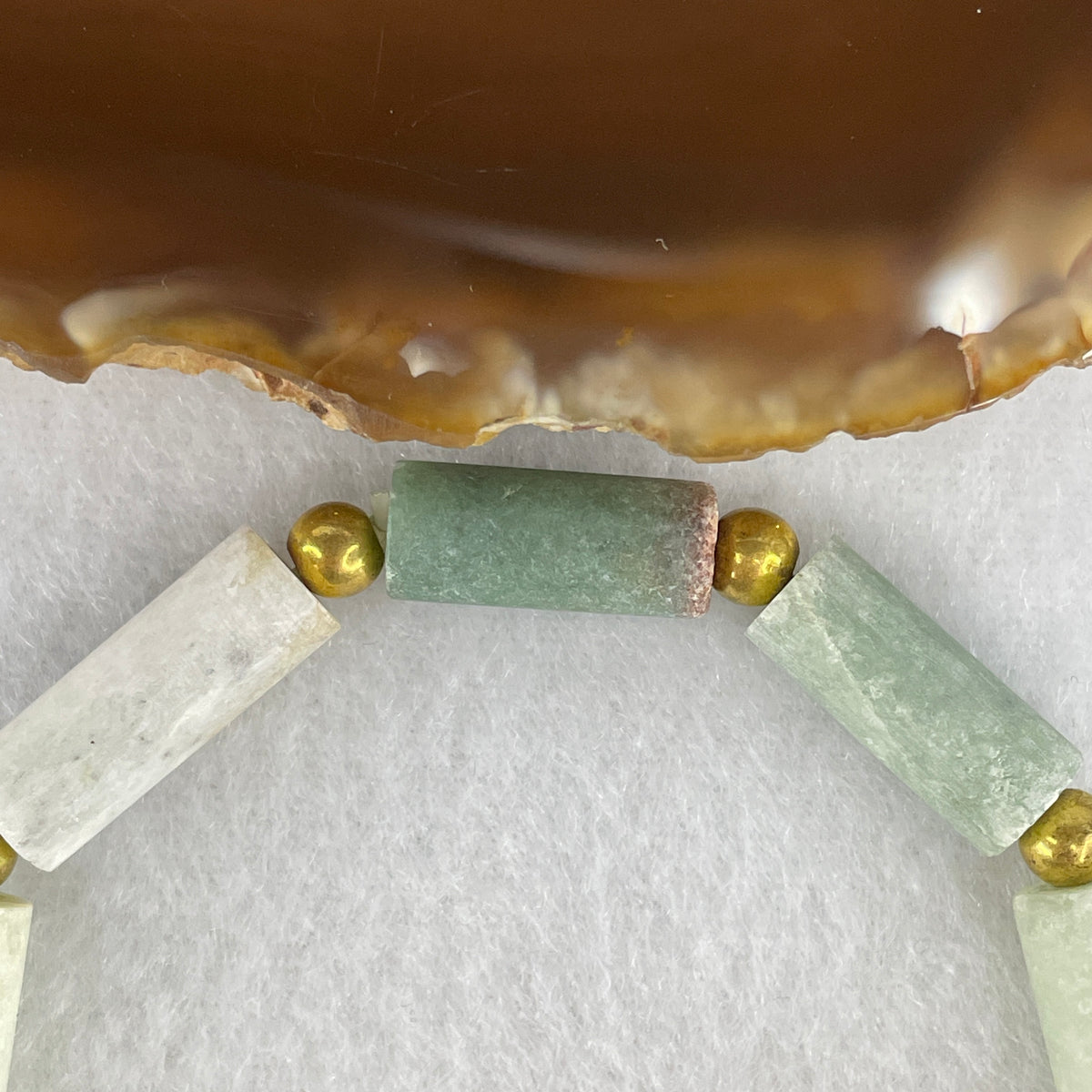 Natural Type A Blueish Green Jadeite Unpolished Lulutong Beads Bracelet | 17cm with 9 Beads 7.2mm (19.00g | Heart & Throat Chakra Harmony, Obstacle-Clearing Fortune & Serene Wealth Shield)