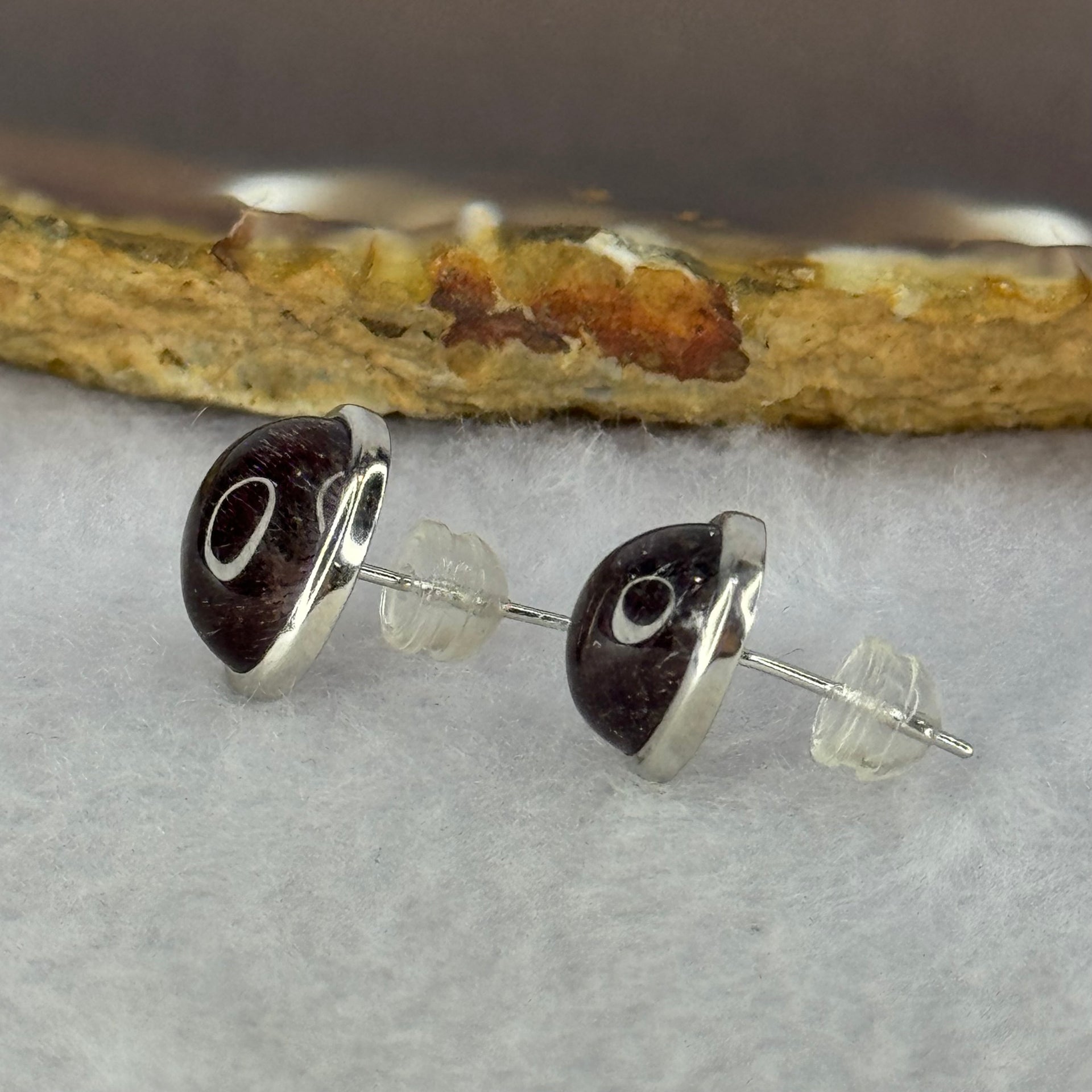 Good Grade Natural Super 7 S925 Silver Earrings 2.58g 10.7 by 7.8 by 5.0mm - Huangs Jadeite and Jewelry Pte Ltd