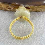 Natural Type A Light Yellow Jadeite Flower String Elastic Ring 2.75g 13.7 by 14.2 by 7.7mm US 7 HK 16.5 - Huangs Jadeite and Jewelry Pte Ltd
