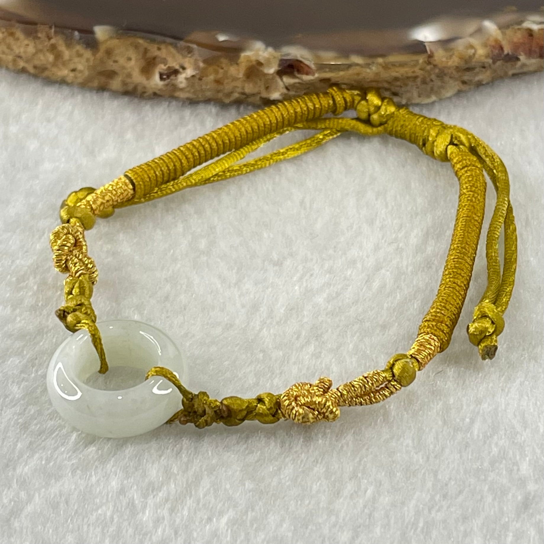 Type A Faint Lavender Jadeite Ping An Kou String Bracelet 3.09g 15.2 by 6.3mm - Huangs Jadeite and Jewelry Pte Ltd