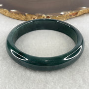Certified Natural Type A Dark Blueish Green Jadeite Bangle | 61.1mm Inner Diameter (56.03g 12.9x7.4mm | Perfect | Emotional Wisdom, Abundance & Sovereign Energy Shield) - Huangs Jadeite and Jewelry Pte Ltd