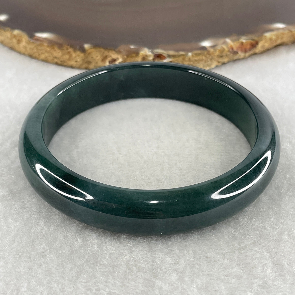 Certified Natural Type A Dark Blueish Green Jadeite Bangle | 61.1mm Inner Diameter (56.03g 12.9x7.4mm | Perfect | Emotional Wisdom, Abundance & Sovereign Energy Shield) - Huangs Jadeite and Jewelry Pte Ltd