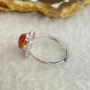 Good Grade Natural Golden Sun Stone in S925 Silver Ring (Adjustable Size) 2.21g 8.9 by 6.8 by 3.5mm - Huangs Jadeite and Jewelry Pte Ltd