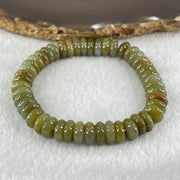 Type A Brown with Blueish Green Jadeite Ping An Kou Donut Beads Bracelet 33.05g 16cm 9.3mm 47pcs - Huangs Jadeite and Jewelry Pte Ltd