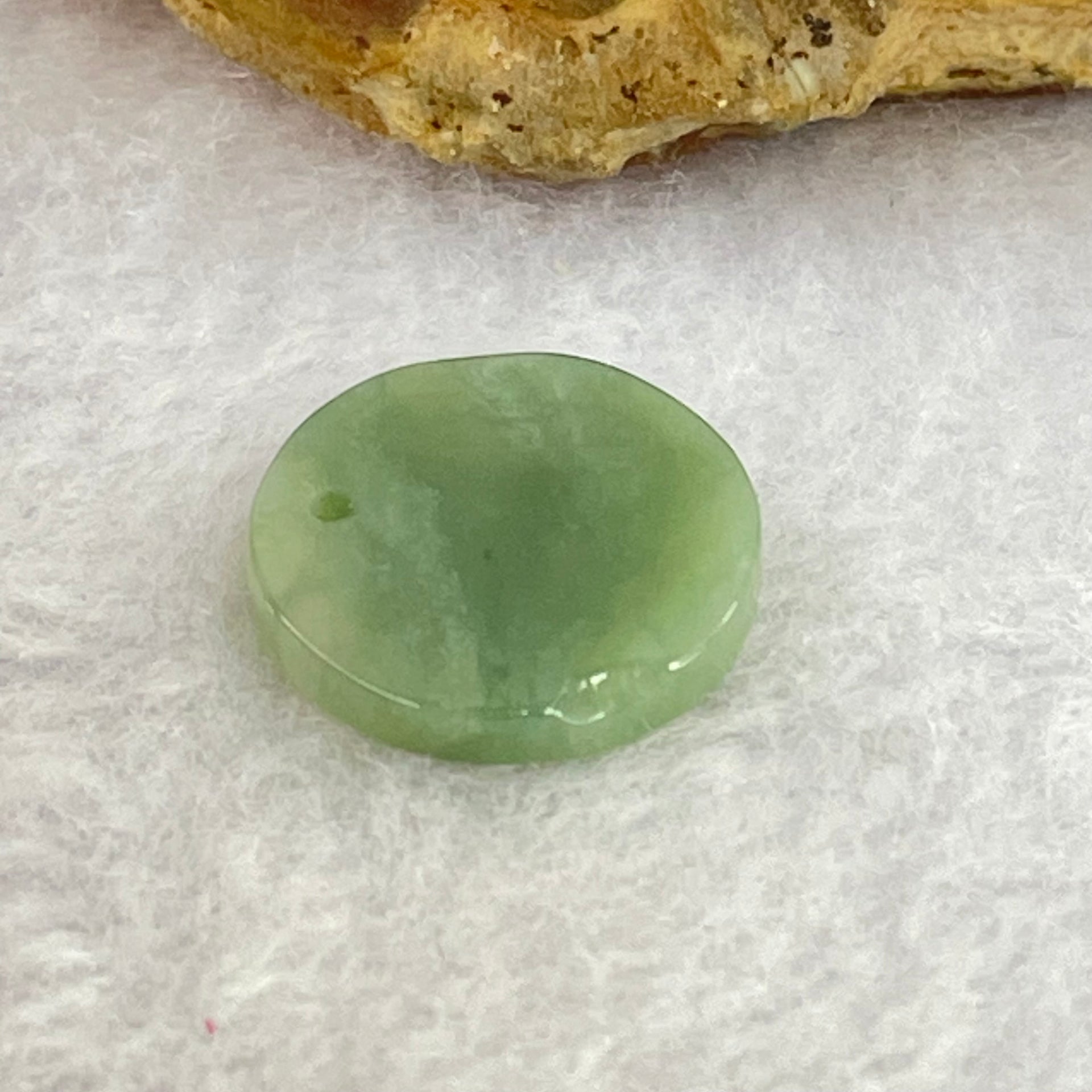 Type A Blueish Green Jadeite Mini Round Wu Shi Pai Pendant 1.44g 15.4 by 2.5mm - Huangs Jadeite and Jewelry Pte Ltd