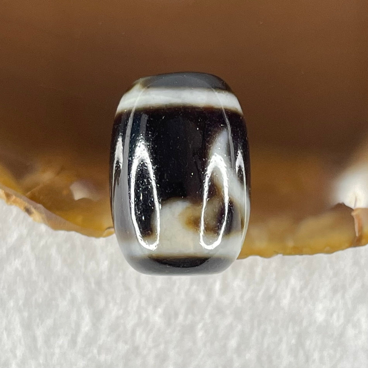 Natural Powerful Tibetan Old Oily Green Tara Dzi Bead Heavenly Master (Tian Zhu) 绿度母天珠 4.92g 18.1 by 12.9mm - Huangs Jadeite and Jewelry Pte Ltd