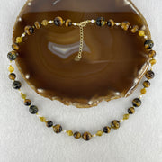 Natural Yellow Tiger's Eye Beads with Charm Necklace 38.22g 44cm 6.5 by 10.5mm 37Beads - Huangs Jadeite and Jewelry Pte Ltd