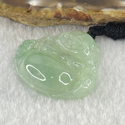 Type A Natural Semi Icy Light Green Jadeite Milo Buddha Pendant 8.03g 28.1 by 30.6 by 6.9mm - Huangs Jadeite and Jewelry Pte Ltd