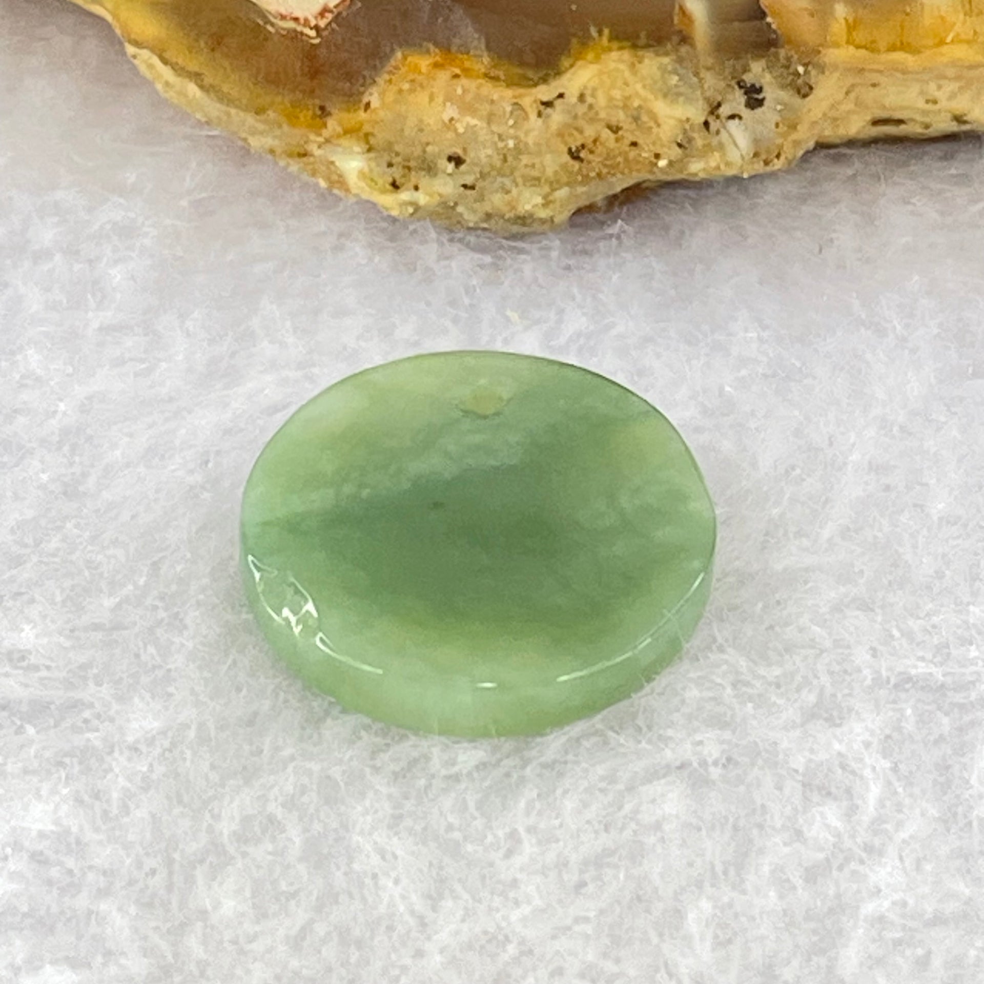 Type A Blueish Green Jadeite Mini Round Wu Shi Pai Pendant 1.44g 15.4 by 2.5mm - Huangs Jadeite and Jewelry Pte Ltd
