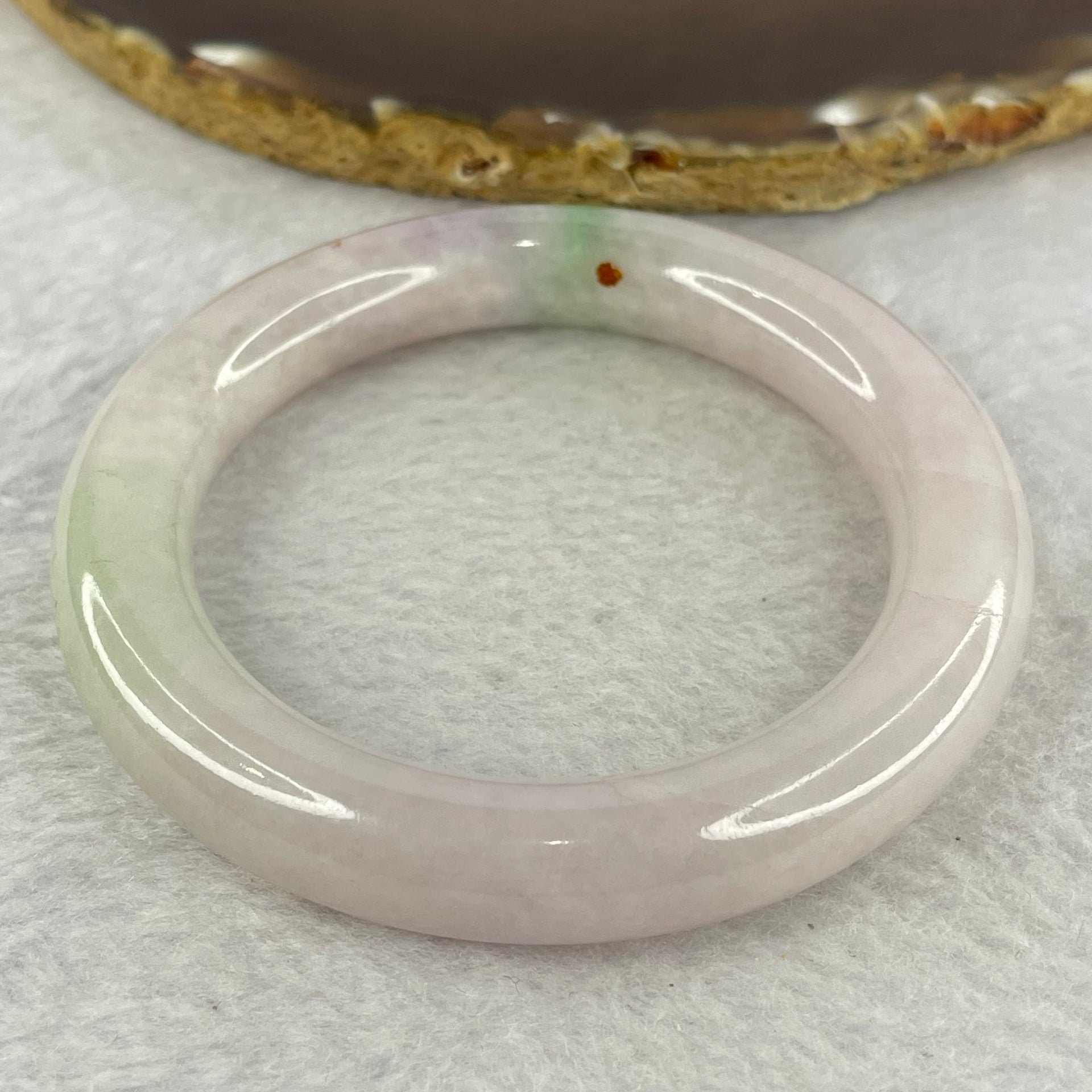 Type A Light Lavender With Green Patches and Red Spot 65.98g Internal Diameter 54.8mm 11.5 by 10.8 (External Line) - Huangs Jadeite and Jewelry Pte Ltd