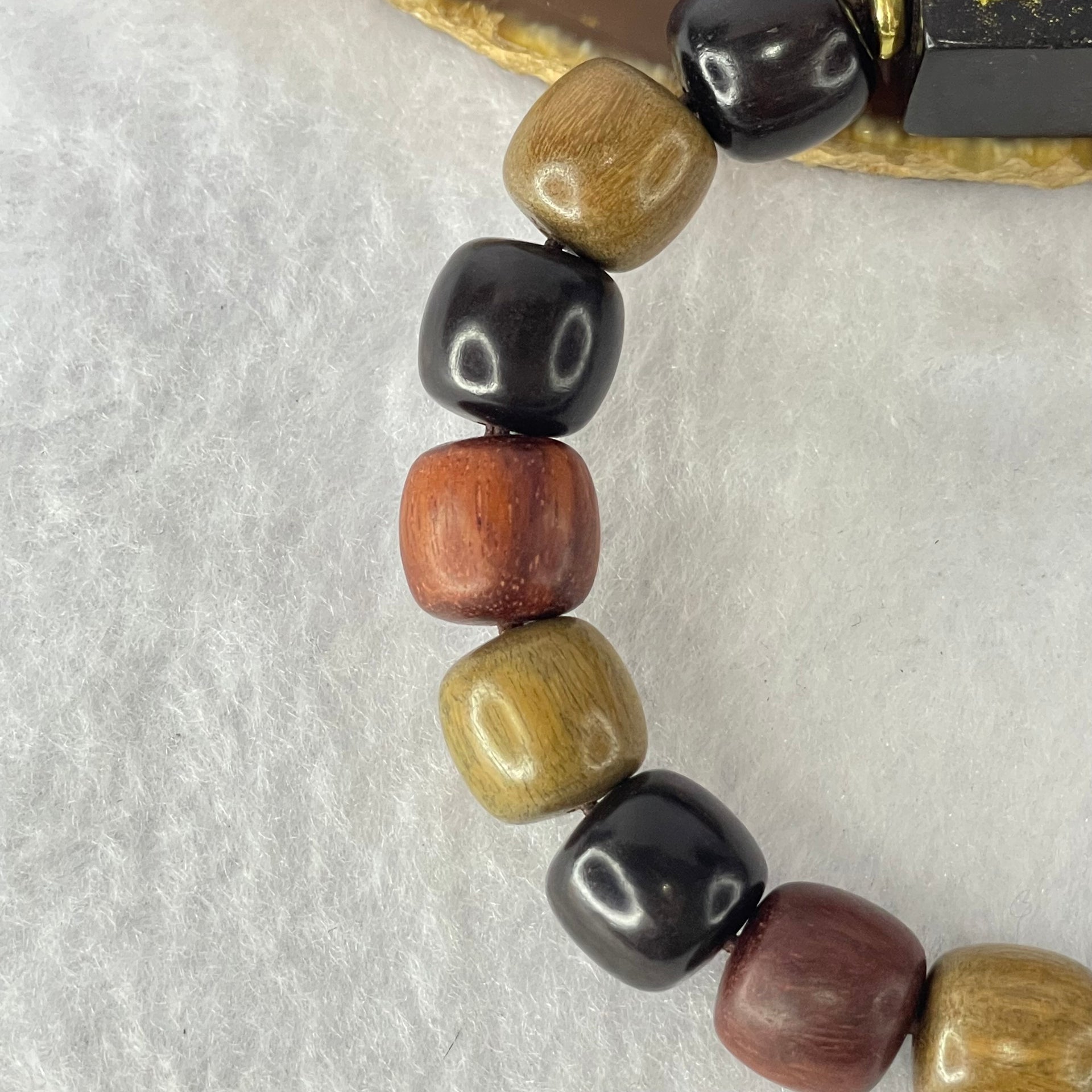 Natural Mixed Color Rose Wood Beads Bracelet 多宝珠小叶紫檀黑檀金丝楠手链 23.18g 18cm 12.2mm 16 Beads - Huangs Jadeite and Jewelry Pte Ltd