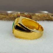 18k yellow gold Type A Burmese Full Apple Green Jade jadeite ring 6.72g US 9 HK 20 Inner Dia 19.2mm - Huangs Jadeite and Jewelry Pte Ltd