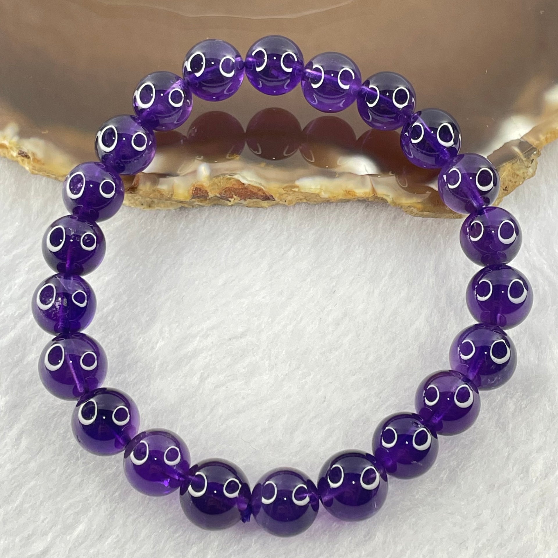 Good Grade Natural Amethyst Bracelet 23.36g 16.5cm 9.5mm 22 Beads - Huangs Jadeite and Jewelry Pte Ltd