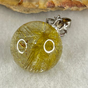 Good Grade Natural Golden Rutilated Quartz Bead in S925 Silver with Cubic Zirconia Pendant 6.45g 16.0mm - Huangs Jadeite and Jewelry Pte Ltd