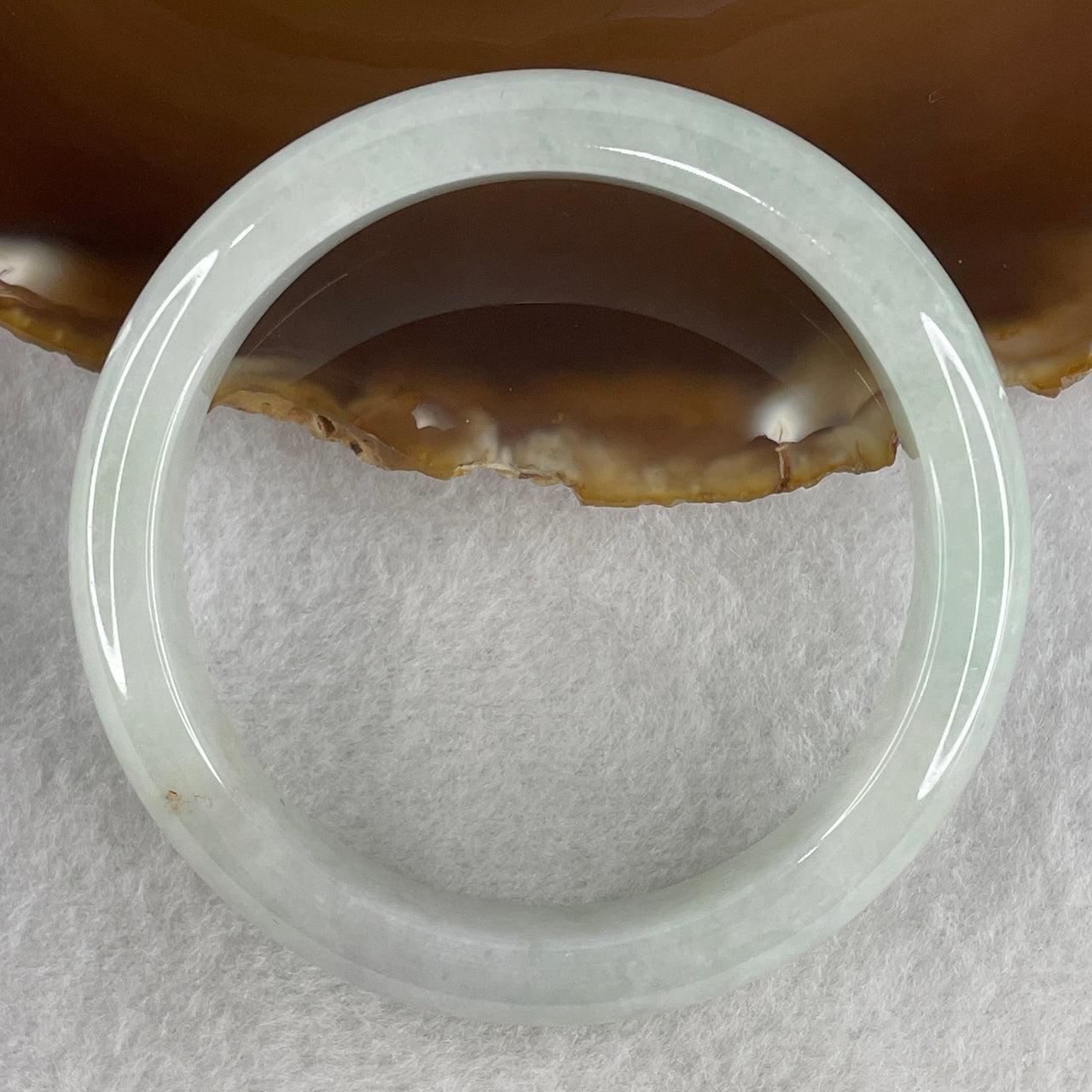 Type A Blueish Green with Faint Lavender and Brownish Spot Jadeite Bangle Internal Diameter 53.8mm 47.48g 12.3 by 7.6mm (Close to Perfect ) - Huangs Jadeite and Jewelry Pte Ltd