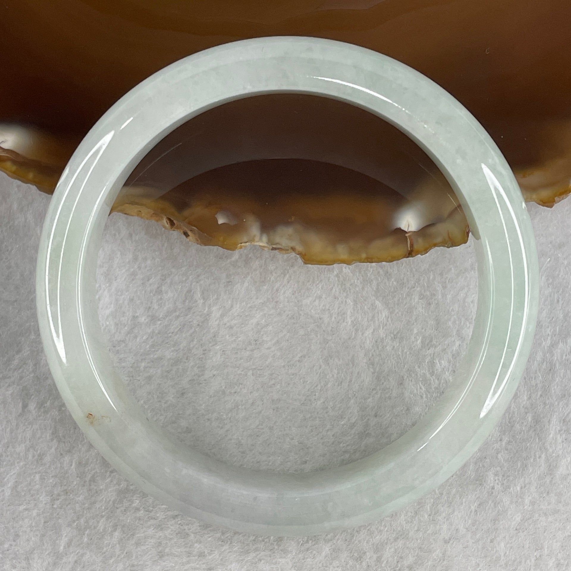 Type A Blueish Green with Faint Lavender and Brownish Spot Jadeite Bangle Internal Diameter 53.8mm 47.48g 12.3 by 7.6mm (Close to Perfect ) - Huangs Jadeite and Jewelry Pte Ltd