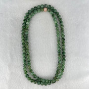 Type A Green with Dark Green Piao Hua Jadeite Beads Necklace 70.43g 76cm 7.5mm 108 Beads - Huangs Jadeite and Jewelry Pte Ltd