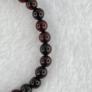 Natural Dark Blood Red Amber Beads Bracelet 天然血珀手链 3.89g 14.5cm 5.3mm 30 Beads - Huangs Jadeite and Jewelry Pte Ltd