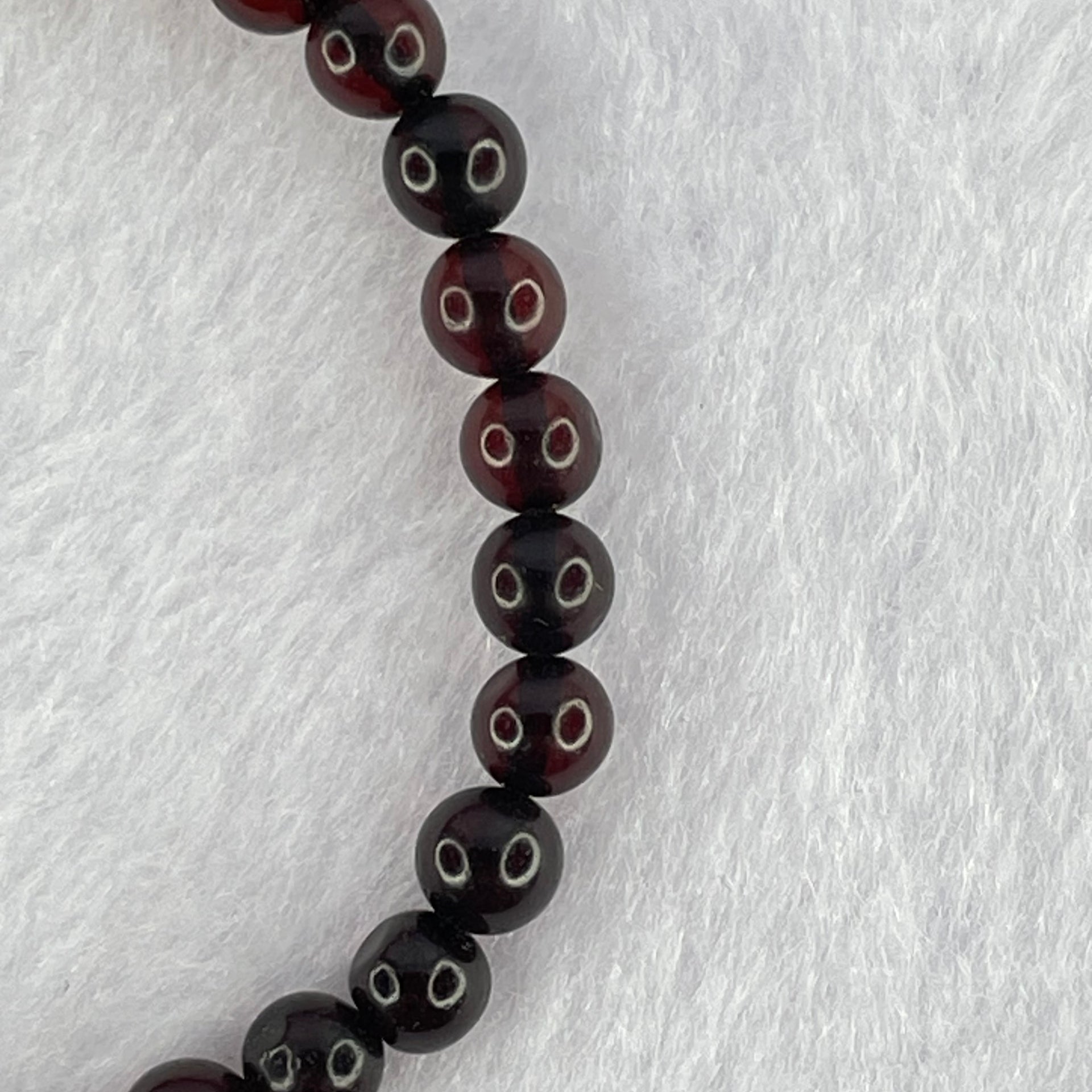 Natural Dark Blood Red Amber Beads Bracelet 天然血珀手链 3.89g 14.5cm 5.3mm 30 Beads - Huangs Jadeite and Jewelry Pte Ltd