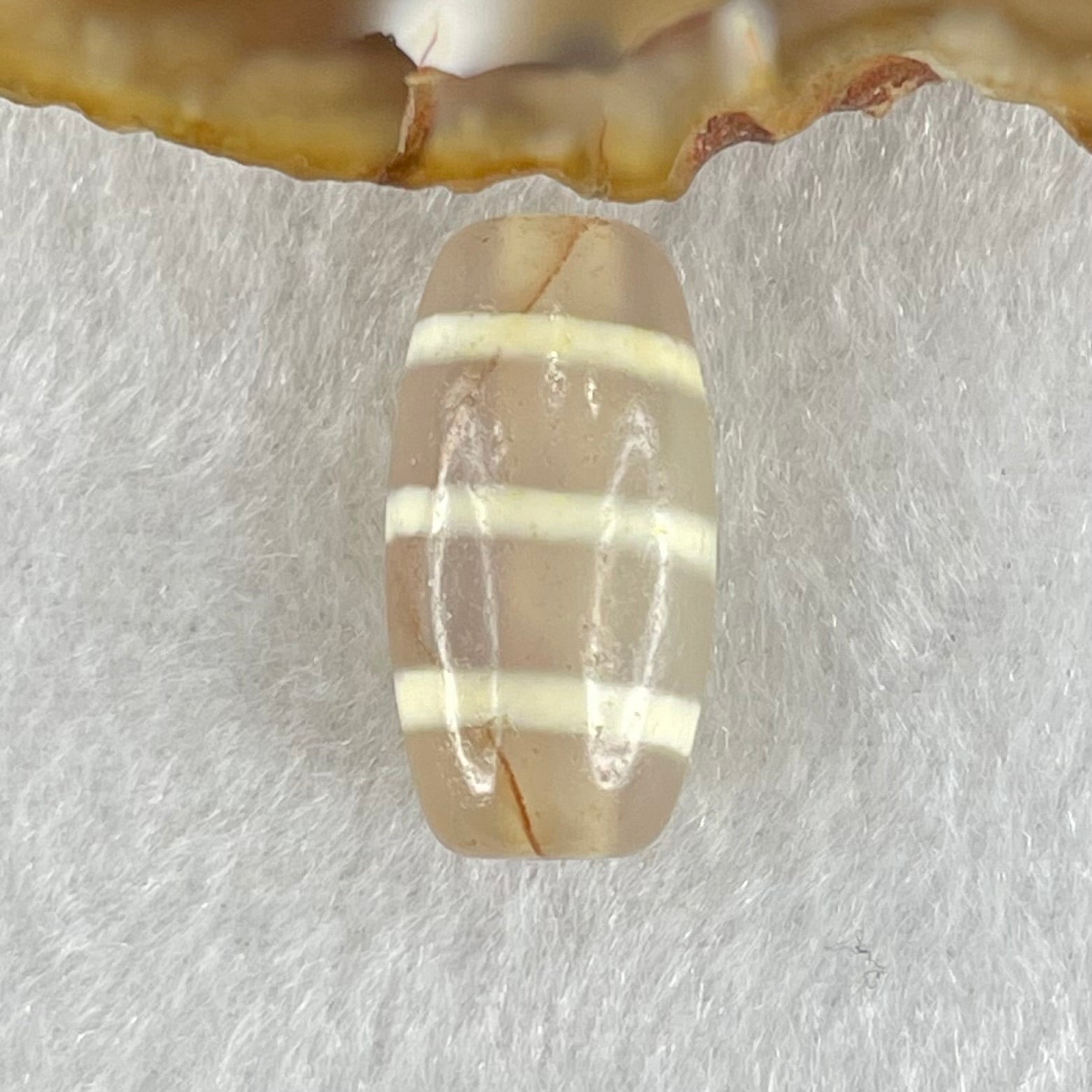 Natural Powerful Tibetan Old Oily Agate 3-Lines Dzi Bead Heavenly Master (Tian Zhu) 三行天诛 3.18g 20.0 by 10.4mm - Huangs Jadeite and Jewelry Pte Ltd