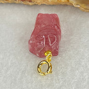Natural Strawberry Quartz Fortune Cat Charm 3.67g 17.6 by 12.2 by 9.6mm - Huangs Jadeite and Jewelry Pte Ltd
