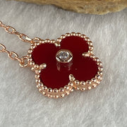 0.15Ct Colourless Round Brilliant Diameter 3.25mm VVS1 Excellent Cut Moissanite Excellent Polish Excellent Symmetry None Florescence in S925 Gold Color Red 4 Leaf Clover Necklace Length 36-45cm GRA 321966017 - Huangs Jadeite and Jewelry Pte Ltd
