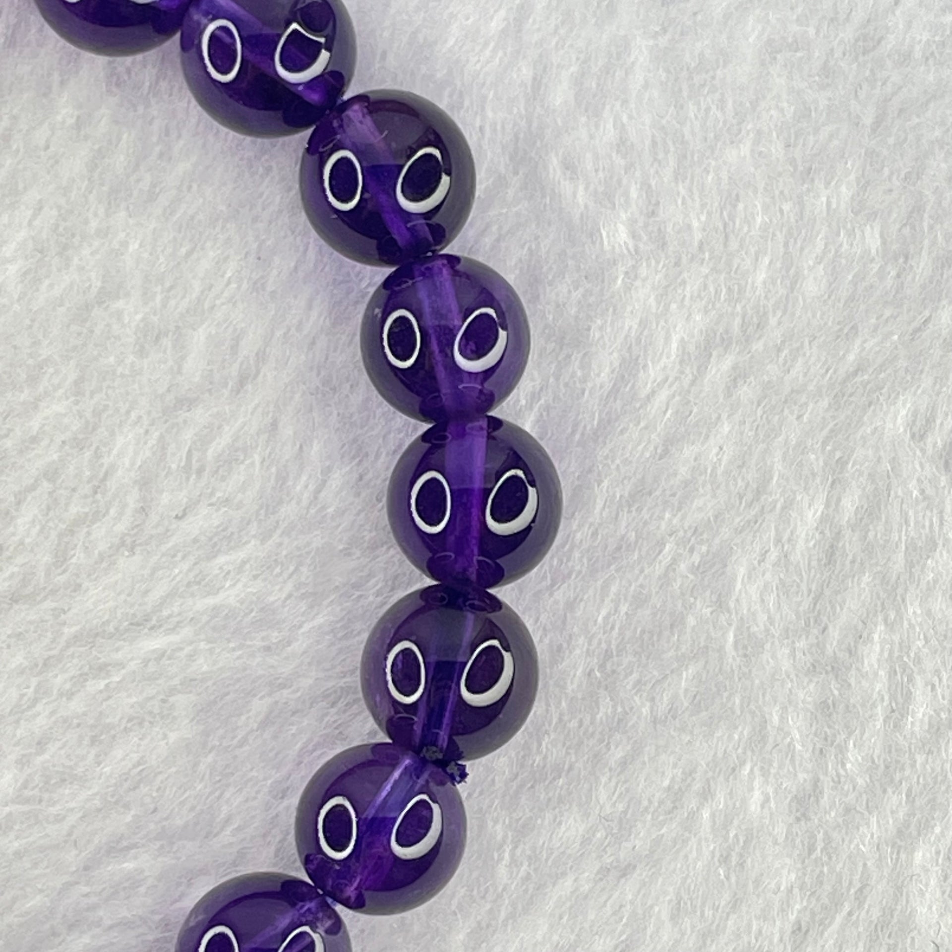 Very Good Grade Natural Amethyst Bracelet 18.35g 16cm 8.4mm 24 Beads - Huangs Jadeite and Jewelry Pte Ltd