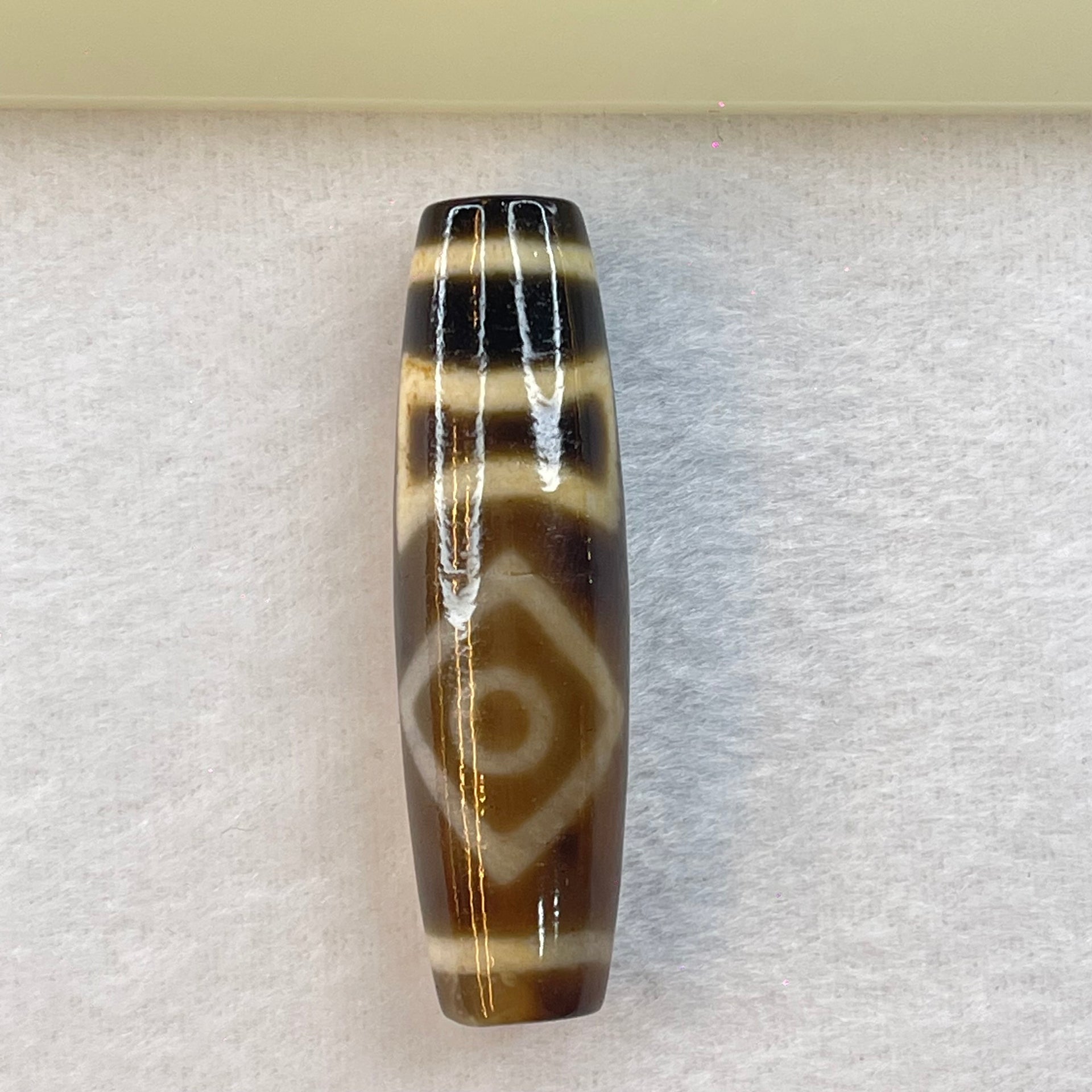 Natural Powerful Tibetan Old Oily Agate 2 Eyes Vajra Heaven and Earth Dzi Bead Heavenly Master (Tian Zhu) 金刚两眼霜天地天珠 20.06g 53.1 by 15.3mm - Huangs Jadeite and Jewelry Pte Ltd