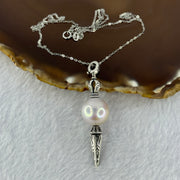 Natural Large White Pearl Demon Subduing Dagger S925 Silver Pendant in S925 Sliver Necklace 8.39g 14.2mm - Huangs Jadeite and Jewelry Pte Ltd