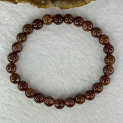 Natural Copper Rutilated Quartz Beads Bracelet 天然銅髮晶手镯 13.93g 16cm 7.4mm 27 Beads - Huangs Jadeite and Jewelry Pte Ltd