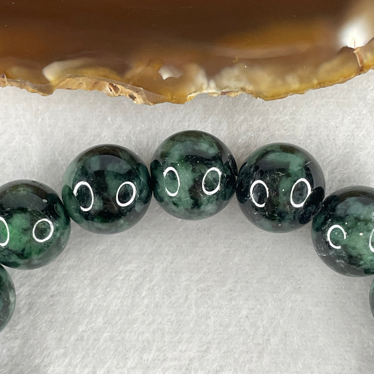 Natural Type A Old Mine Spicy Green Jadeite Beads Bracelet 53.28g 15.5cm 13.0mm 16 Beads ( External Rough )