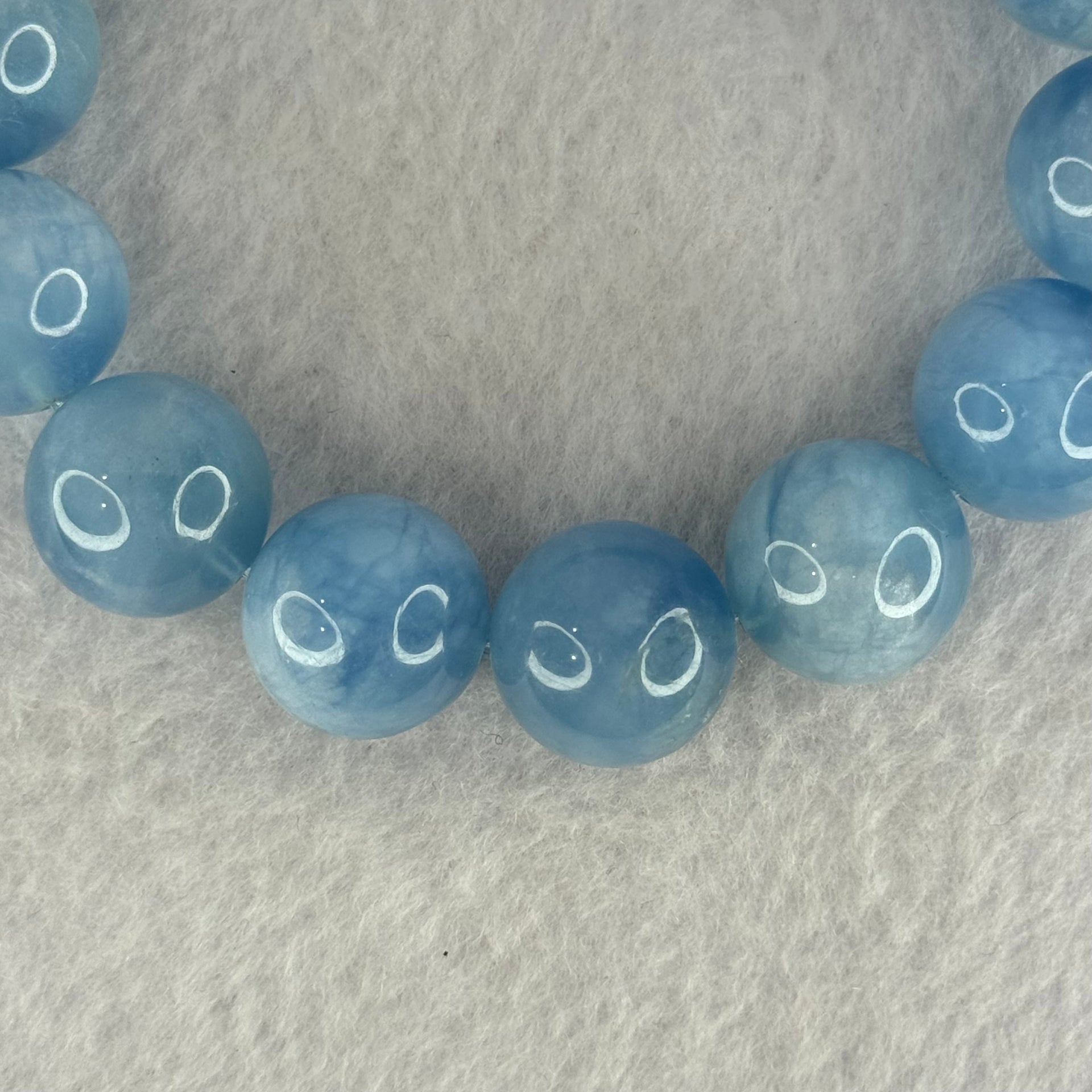 Natural Aquamarine Beads Bracelet 81.94g 19cm 16.2mm 14 Beads - Huangs Jadeite and Jewelry Pte Ltd