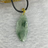 18K Yellow Gold Semi ICY Type A Green Piao Hua Jadeite Gold Fish 年年有鱼 with String Necklace 2.17g 29.0 by 11.1 by 3.4mm - Huangs Jadeite and Jewelry Pte Ltd