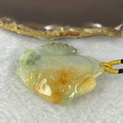 Type A Green Yellow Red with Blueish Green Piao Hua Jadeite Angelfish Pendent 43.67g 51.0 by 45.5 by 13.8 mm - Huangs Jadeite and Jewelry Pte Ltd