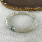 Natural Type A Faint Green with Blueish Green Piao Hua Flora Jadeite Bangle 37.89g Inner Diameter 53.5mm 8.4 by 9.5mm (Very Very Slight Internal Lines) - Huangs Jadeite and Jewelry Pte Ltd
