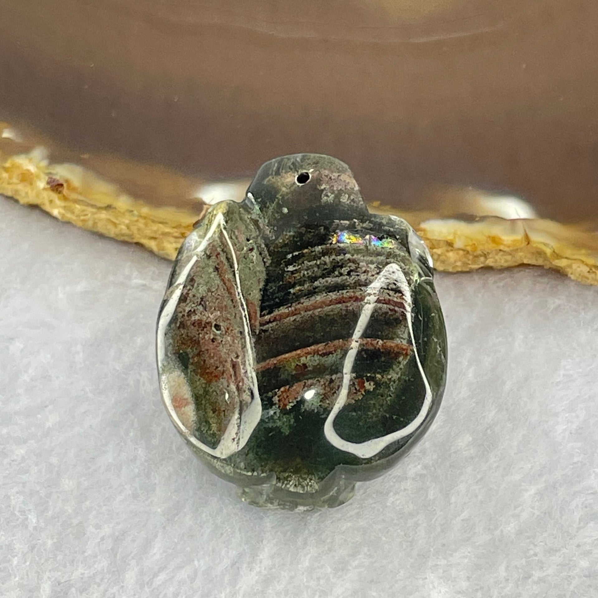 Unique Mountain Natural Green Phantom Quartz Dragon Tortoise Pendant 26.10g 39.2 by 30.3 by 16.7mm - Huangs Jadeite and Jewelry Pte Ltd