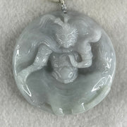 Type A Faint Green Lavender Jadeite Monkey God Sun Wu Kong  Pendant 73.39g 54.8 by 12.7mm - Huangs Jadeite and Jewelry Pte Ltd