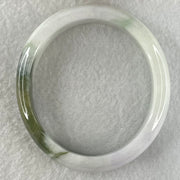 Type A Faint Lavender with Moss Green Patches Jadeite Oval Bangle 43.11g Internal Diameter 53.3mm 13.5 by 6.9mm (Slight External Roughs and Internal Lines) - Huangs Jadeite and Jewelry Pte Ltd