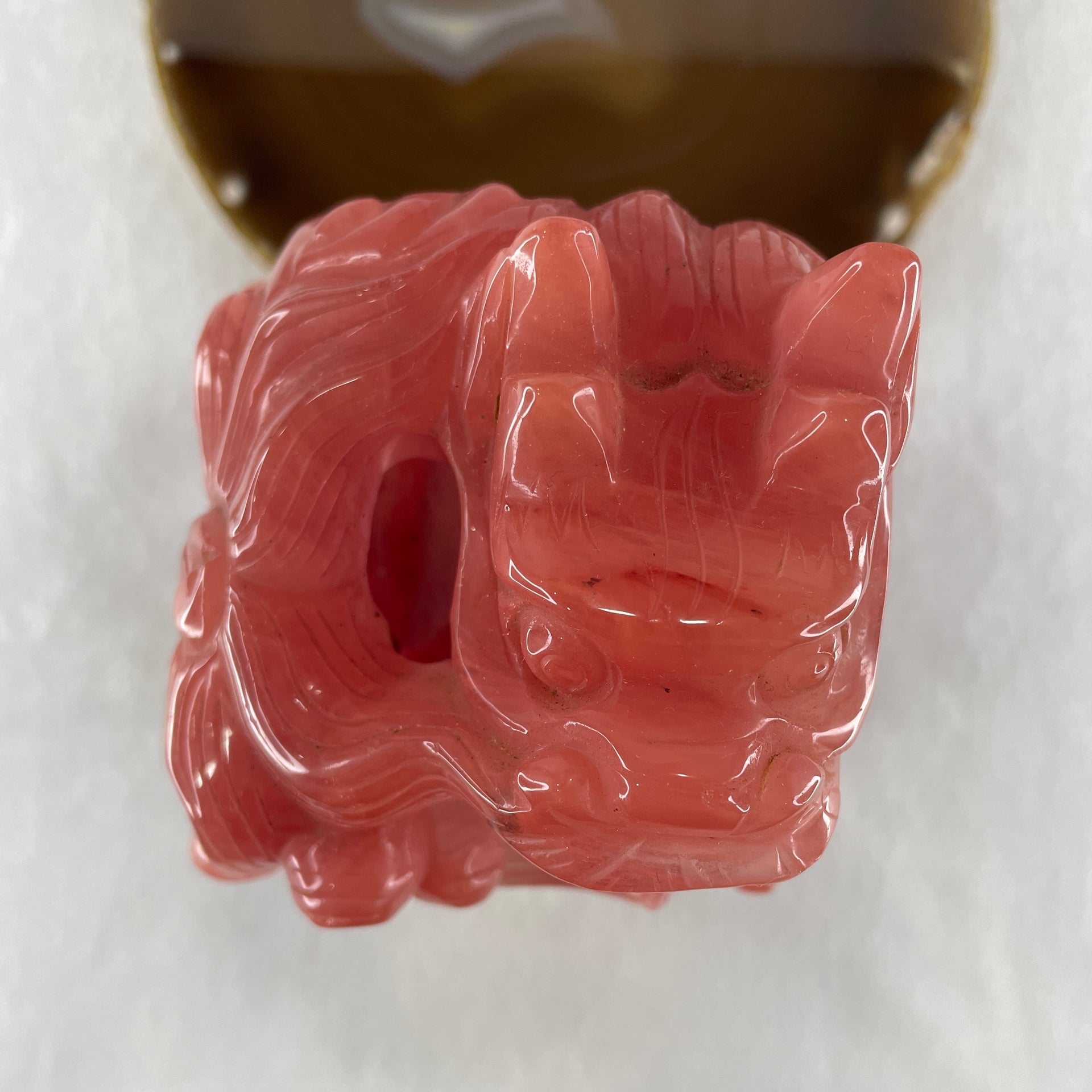 Red Cherry Quartz Dragon Seal Display 1,389.7g 73.2 by 72.9 by 151.0mm - Huangs Jadeite and Jewelry Pte Ltd