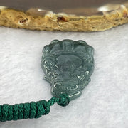 Type A Dark Blueish Green Jadeite Cai Shen Ye God of Fortune Pendant 8.37g 34.2 by 21.6 by 5.0mm - Huangs Jadeite and Jewelry Pte Ltd