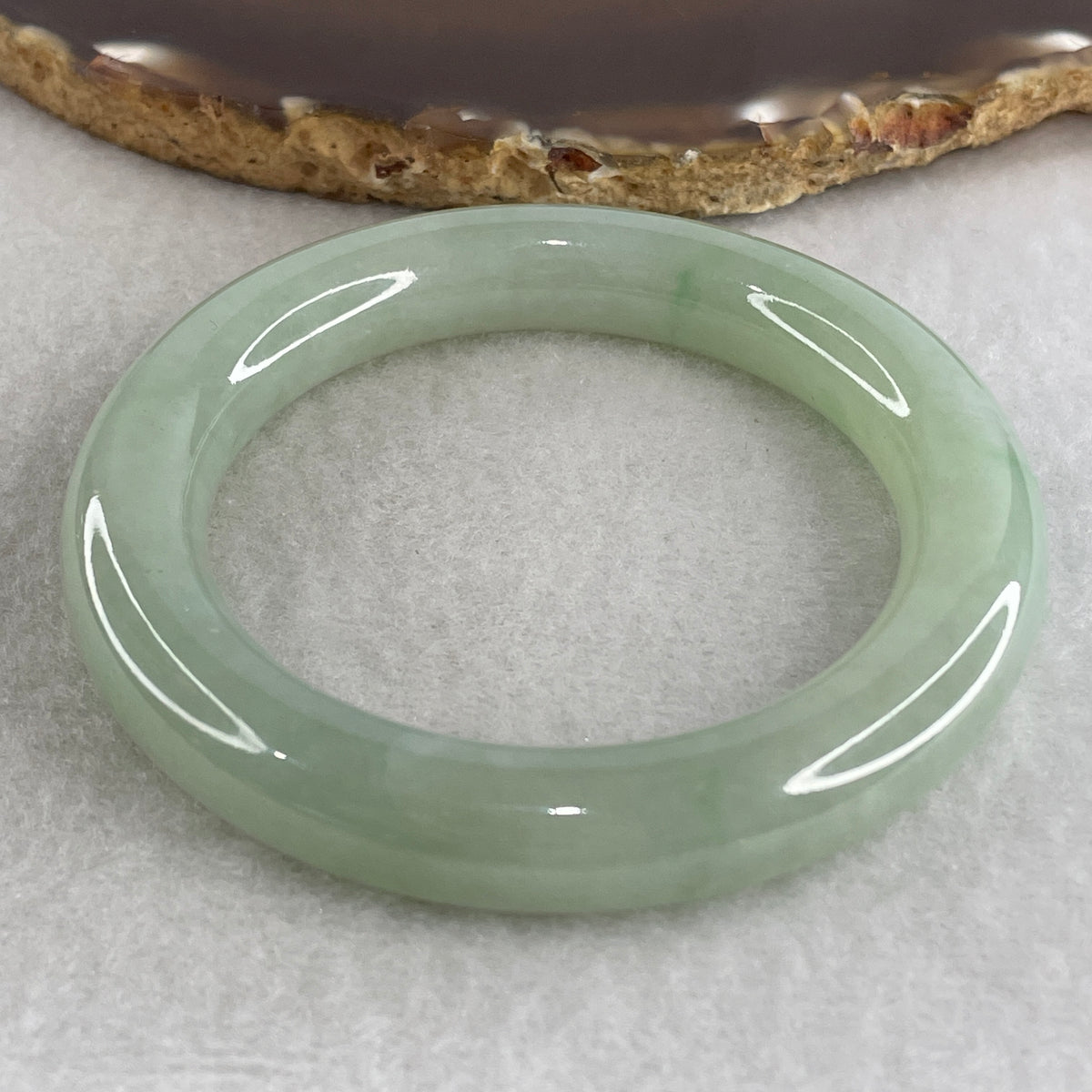 Certified Natural Type A Jelly Light Green Jadeite Full Round Bangle | 52.8mm Inner Diameter (63.58g | 11.1x10.8mm | Heart Chakra Harmony, Noble Serenity & Wealth Shield)(Very Very Slight Internal Line)