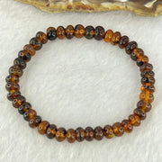 Natural Dark Brownish Yellow Medicine Amber Beads Bracelet 天然抚顺药珀手链 4.30g 15cm 6.5mm 42 Beads - Huangs Jadeite and Jewelry Pte Ltd