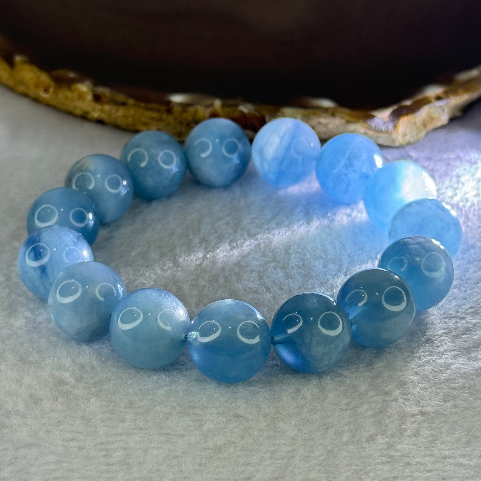 Natural Aquamarine Beads Bracelet 65.17g 19cm 14.8mm  15 Beads - Huangs Jadeite and Jewelry Pte Ltd